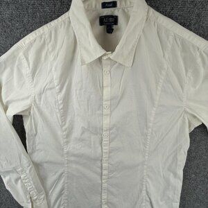 Armani Jeans 2XL Fitted White Button Up Shirt Long Sleeve Cotton Blend Stretch *